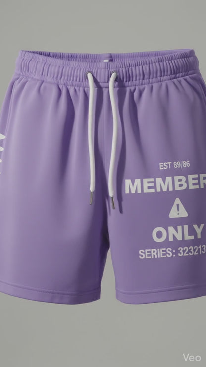 Lavender "Members" Shorts